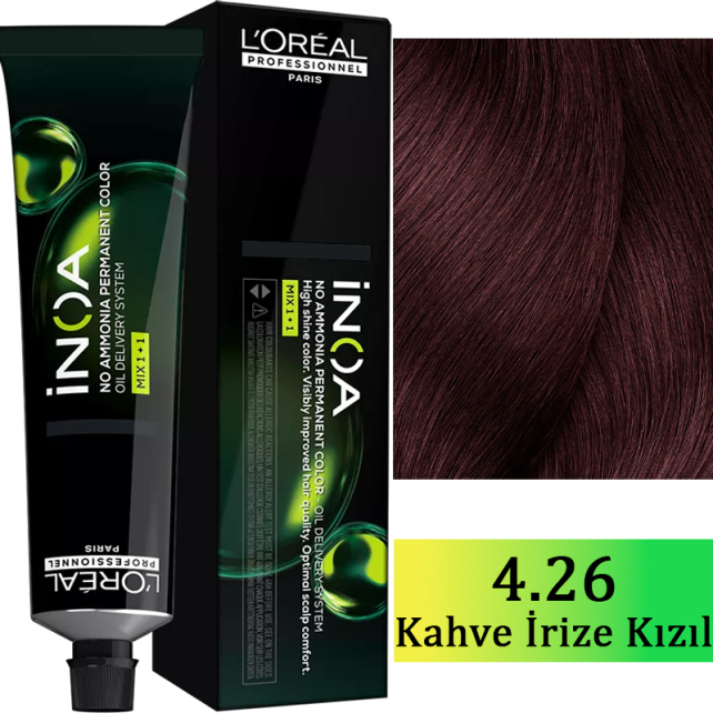 Loreal Professionnel Inoa - Amonyaksız Saç Boyası No: 4.26 Kahve İrize Kızıl 60g - 1