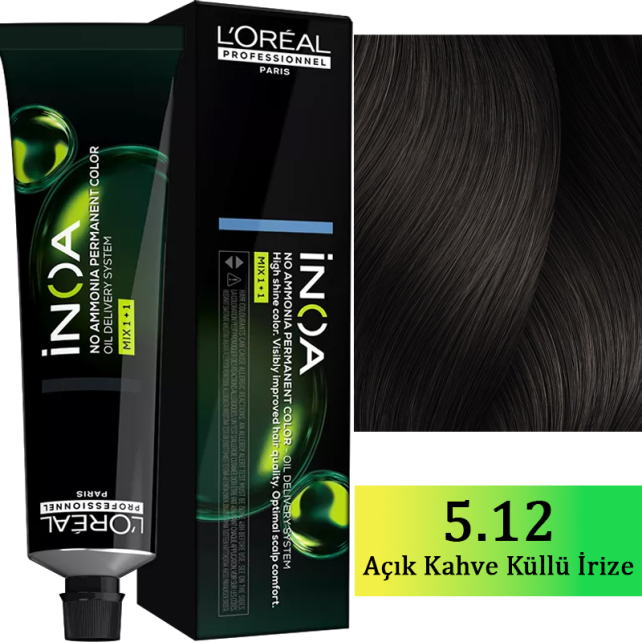 Loreal Professionnel Inoa - Amonyaksız Saç Boyası No: 5.12 Açık Kahve Küllü İrize 60g - 1