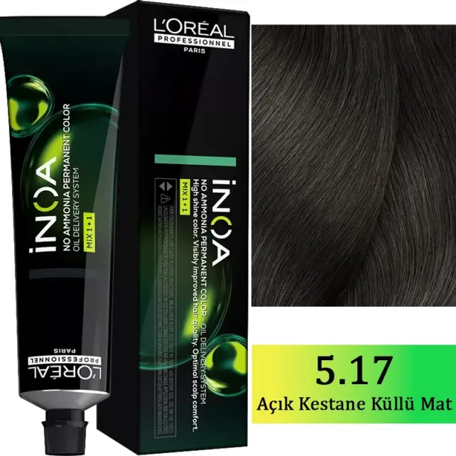 Loreal Professionnel Inoa - Amonyaksız Saç Boyası No: 5.17 Açık Kestane Küllü Mat 60g - 1
