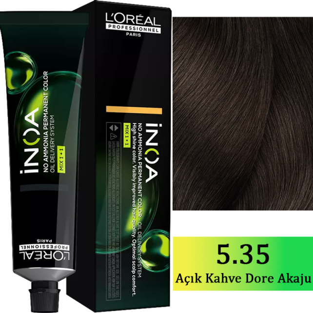 Loreal Professionnel Inoa - Amonyaksız Saç Boyası No: 5.35 Açık Kahve Dore Akaju 60g - 1