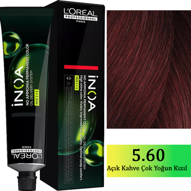 Loreal Professionnel Inoa - Amonyaksız Saç Boyası No: 5.60 Açık Kahve Çok Yoğun Kızıl 60g - 1