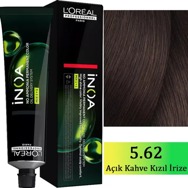 Loreal Professionnel Inoa - Amonyaksız Saç Boyası No: 5.62 Açık Kahve Kızıl İrize 60g - 1