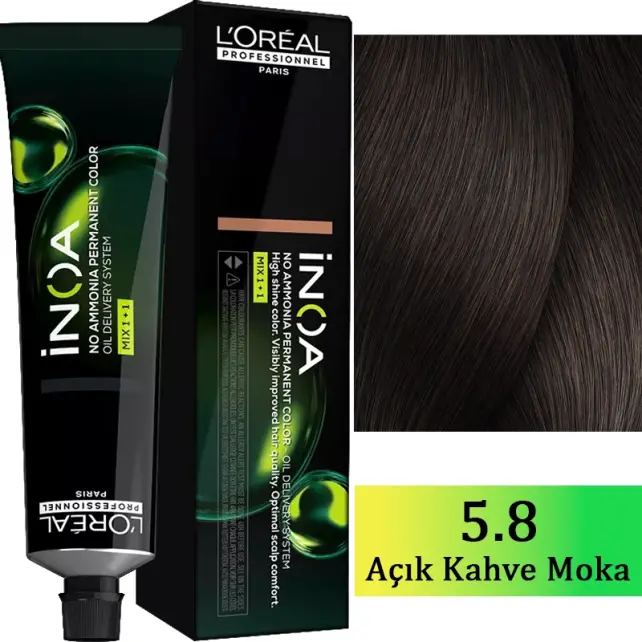 Loreal Professionnel Inoa - Amonyaksız Saç Boyası No: 5.8 Açık Kahve Moka 60g - 1