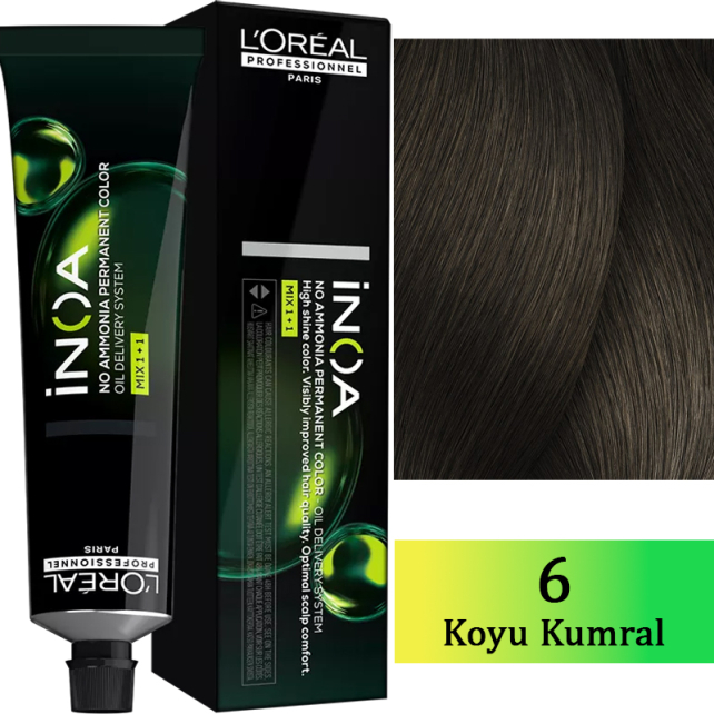 Loreal Professionnel Inoa - Amonyaksız Saç Boyası No: 6 Koyu Kumral 60g - 1