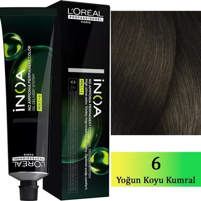 Loreal Professionnel Inoa - Amonyaksız Saç Boyası No: 6.0 Yoğun Koyu Kumral 60g - 1