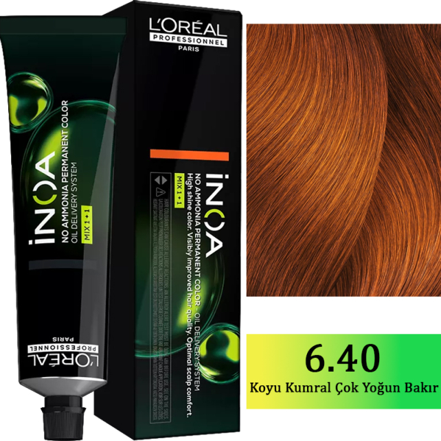 Loreal Professionnel Inoa - Amonyaksız Saç Boyası No: 6.40 Koyu Kumral Çok Yoğun Bakır 60g - 1