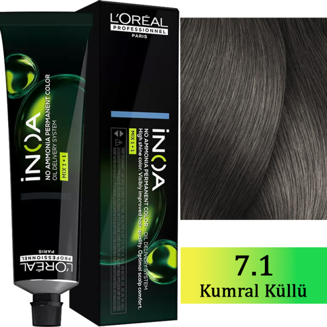 Loreal Professionnel Inoa - Amonyaksız Saç Boyası No: 7.1 Kumral Küllü 60g - 1