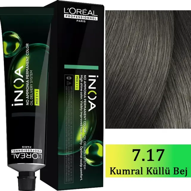 Loreal Professionnel Inoa - Amonyaksız Saç Boyası No: 7.17 - Kumral Küllü Bej 60g - 1