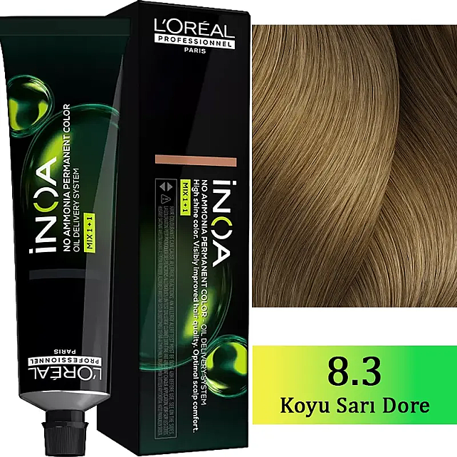 Loreal Professionnel Inoa - Amonyaksız Saç Boyası No: 8.3 Fundamental Koyu Sarı Dore 60g - 1