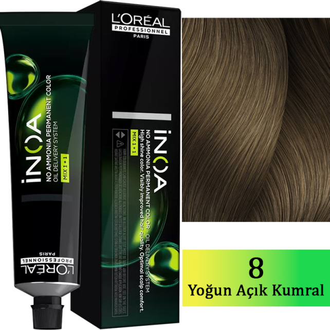 Loreal Professionnel Inoa - Amonyaksız Saç Boyası No: 8.0 Yoğun Koyu Sarı 60g - 1