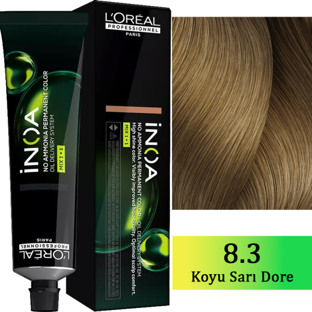 Loreal Professionnel Inoa - Amonyaksız Saç Boyası No: 8.3 Fundamental Koyu Sarı Dore 60g - 1