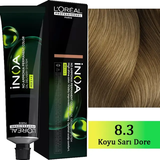 Loreal Professionnel Inoa - Amonyaksız Saç Boyası No: 8.3 Fundamental Koyu Sarı Dore 60g - 1