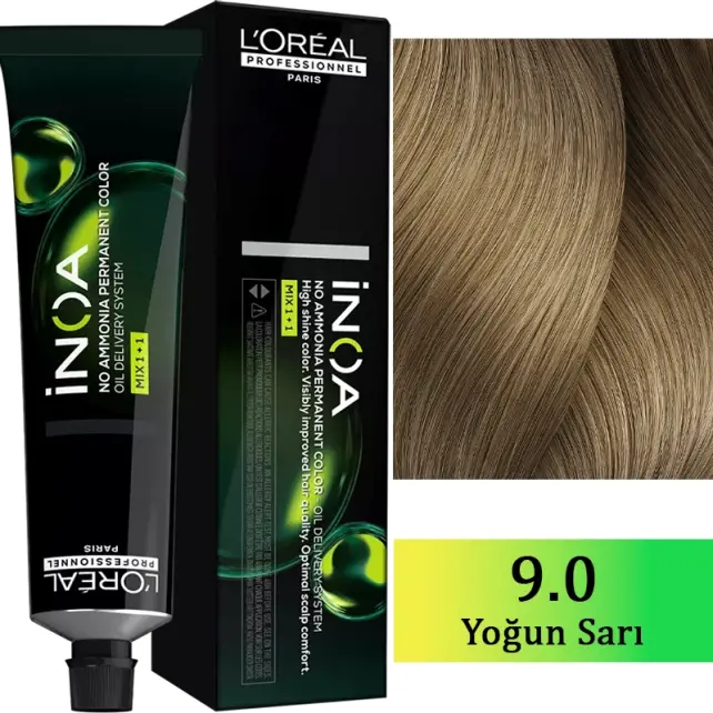 Loreal Professionnel Inoa - Amonyaksız Saç Boyası No: 9.0 Yoğun Sarı 60g - 1