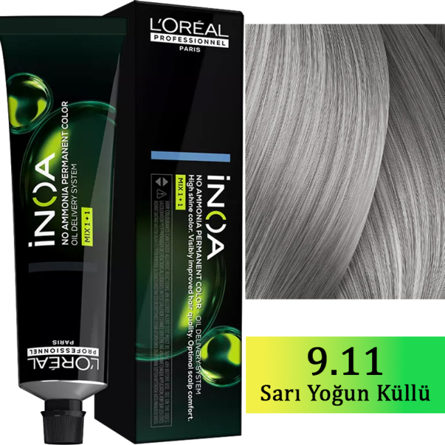 Loreal Professionnel Inoa - Amonyaksız Saç Boyası No: 9.11 Sarı Yoğun Küllü 60g - 1
