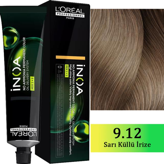 Loreal Professionnel Inoa - Amonyaksız Saç Boyası No: 9.12 Sarı Küllü İrize 60g - 1