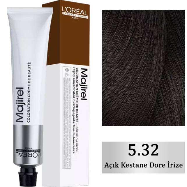 Loreal Professionnel Majirel Coloration Creme Ionene Incell - Saç Boyası No: 5.32 Açık Kestane Dore İrize 50ml - 1