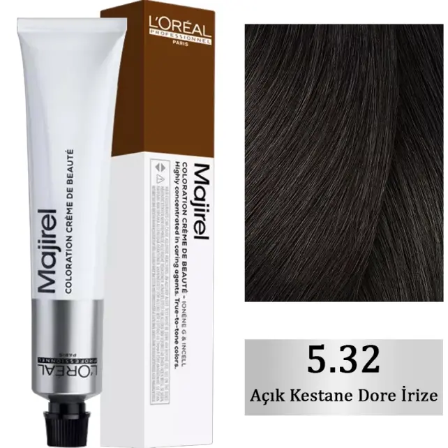 Loreal Professionnel Majirel Coloration Creme Ionene Incell - Saç Boyası No: 5.32 Açık Kestane Dore İrize 50ml - 1