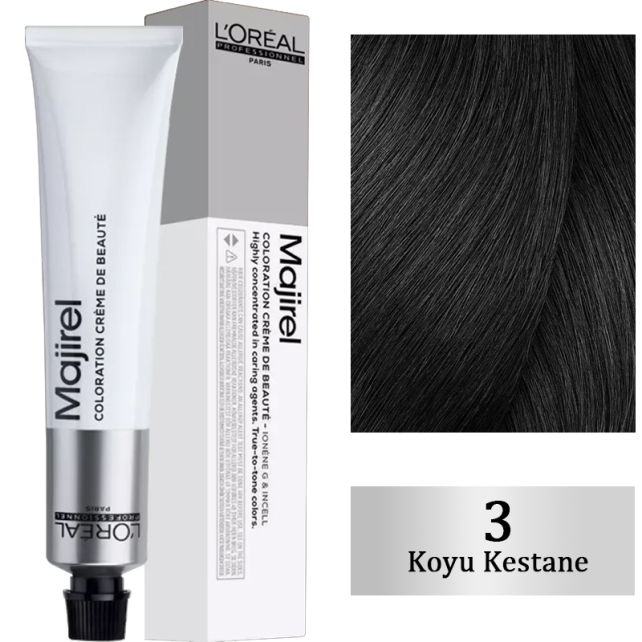 Loreal Professionnel Majirel Coloration Creme - Saç Boyası No: 3 Koyu Kestane 50ml - 1