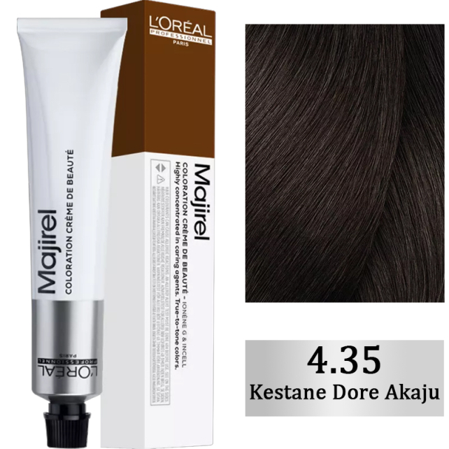 Loreal Professionnel Majirel Coloration Creme - Saç Boyası No: 4.35 Kestane Dore Akaju 50ml - 1