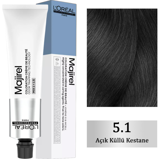Loreal Professionnel Majirel Coloration Creme - Saç Boyası No: 5.1 Açık Küllü Kestane 60ml - 1