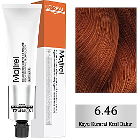 Loreal Professionnel Majirel Coloration Creme Saç Boyası No: 6.46 Koyu Kumral Kızıl Bakır 60ml - Loreal Professionnel
