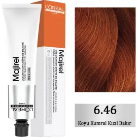 Loreal Professionnel Majirel Coloration Creme Saç Boyası No: 6.46 Koyu Kumral Kızıl Bakır 60ml - Loreal Professionnel