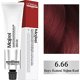 Loreal Professionnel Majirel Coloration Creme - Saç Boyası No: 6.66 Koyu Kumral Yoğun Kızıl 60ml - Loreal Professionnel