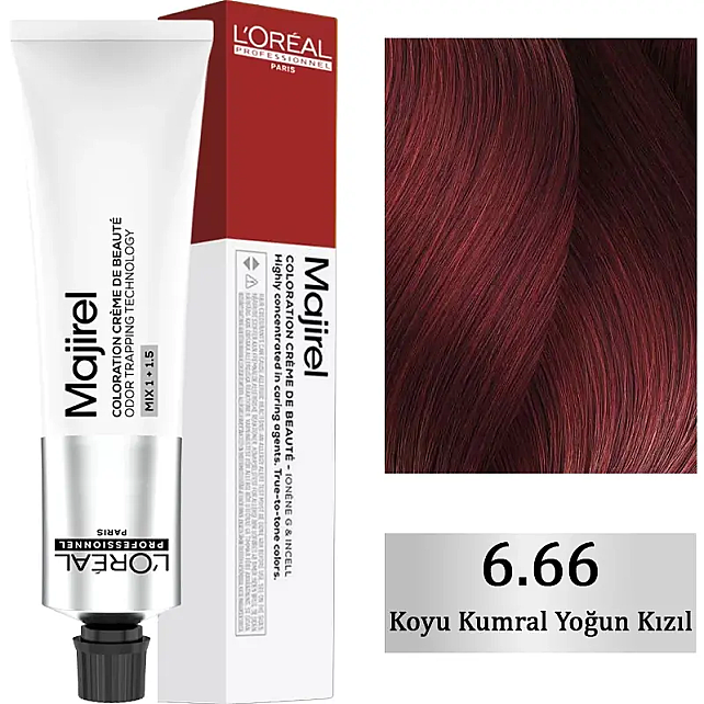 Loreal Professionnel Majirel Coloration Creme - Saç Boyası No: 6.66 Koyu Kumral Yoğun Kızıl 60ml - 1