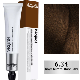 Loreal Professionnel Majirel Coloration Creme - Saç Boyası No: 6.34 Koyu Kumral Dore Bakır 50ml - Loreal Professionnel