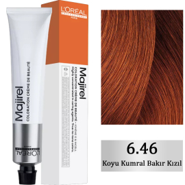 Loreal Professionnel Majirel Coloration Creme - Saç Boyası No: 6.46 Koyu Kumral Bakır Kızıl 50ml - Loreal Professionnel