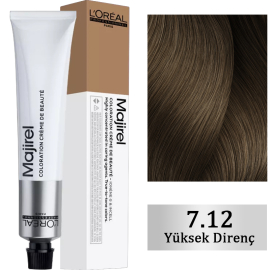 Loreal Professionnel Majirel Coloration Creme - Saç Boyası No: 7.12 Parıldayan Kül Sarısı 50ml - Loreal Professionnel