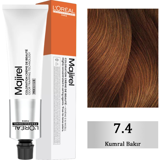 Loreal Professionnel Majirel Coloration Creme - Saç Boyası No: 7.4 Kumral Bakır 60ml - 1