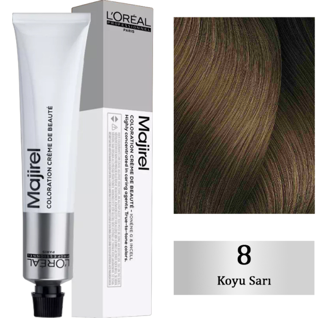 Loreal Professionnel Majirel Coloration Creme - Saç Boyası No: 8 Koyu Sarı 50ml - 1