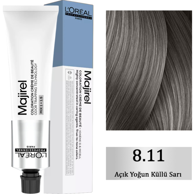 Loreal Professionnel Majirel Coloration Creme - Saç Boyası No: 8.11 Açık Yoğun Küllü Sarı 60ml - 1