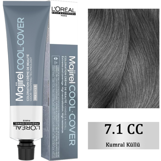 Loreal Professionnel Majirel Cool Cover - Yoğun Beyaz Kapatıcı Saç Boyası No: 7.1 Kumral Küllü 60ml - 1