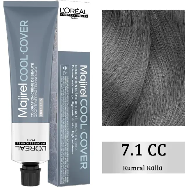 Loreal Professionnel Majirel Cool Cover - Yoğun Beyaz Kapatıcı Saç Boyası No: 7.1 Kumral Küllü 60ml - 1
