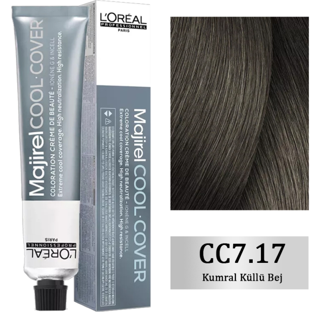Loreal Professionnel Majirel Cool Cover - Yoğun Beyaz Kapatıcı Saç Boyası No: 7.17 Kumral Küllü Bej 50ml - 1