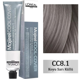 Loreal Professionnel Majirel Cool Cover - Yoğun Beyaz Kapatıcı Saç Boyası No: 8.1 Koyu Sarı Küllü 50ml - Loreal Professionnel