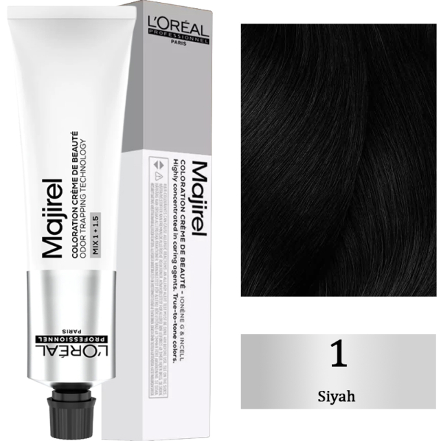 Loreal Professionnel Majirel Funda Coloration Creme Saç Boyası No: 1 Siyah 60ml - 1
