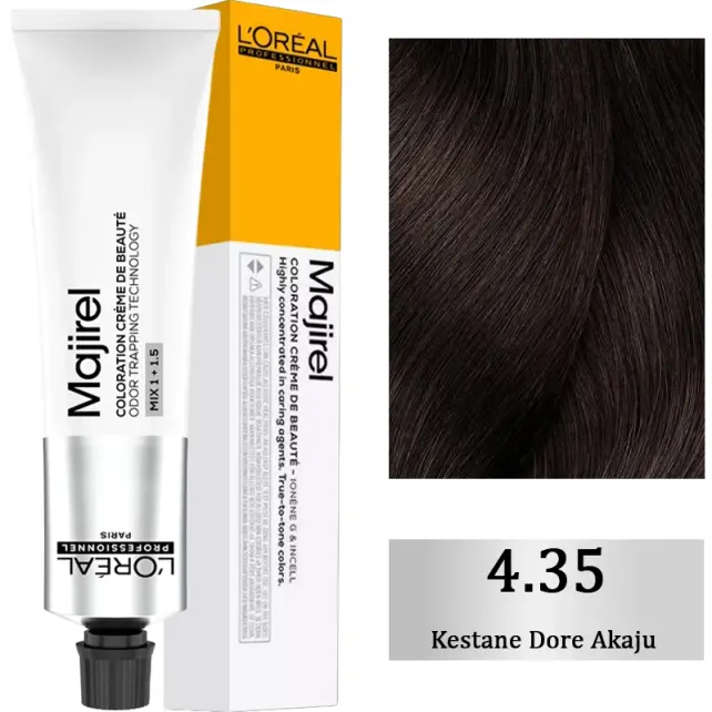 Loreal Professionnel Majirel Gold Coloration Creme - Saç Boyası No: 4.35 Kestane Dore Akaju 60ml - 1