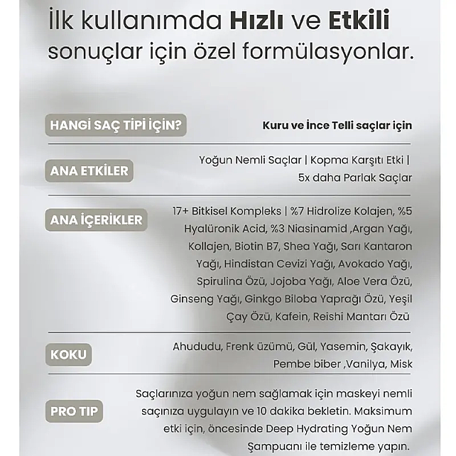 Matsu Deep Hydrating Mask - Kuru Saç Yoğun Nem Maskesi 350ml - 3