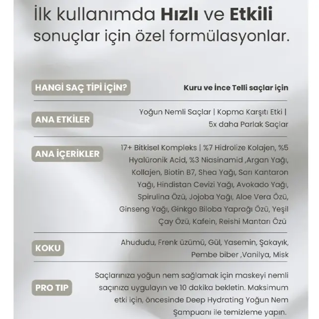 Matsu Deep Hydrating Mask - Kuru Saç Yoğun Nem Maskesi 350ml - 3