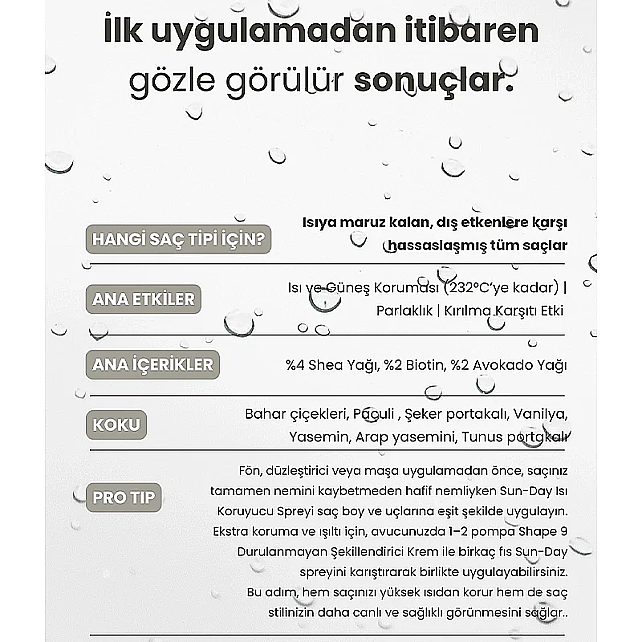 Matsu Sun Day Replenish Spray - Isıya Karşı Koruyucu Saç Bakım Spreyi 200ml - 7