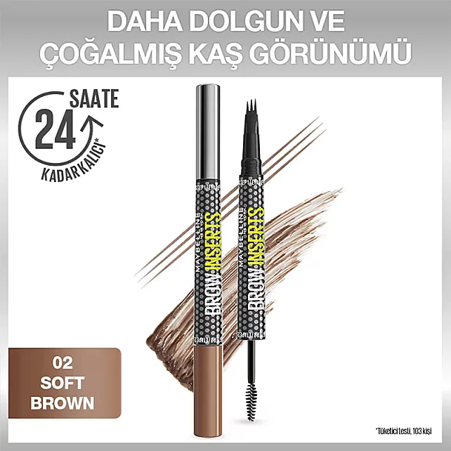 Maybelline Brow Insert - Çift Uçlu Kaş Kalemi No: 02 Soft Brown - 5