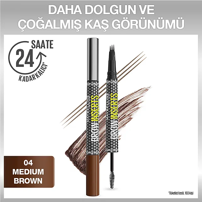 Maybelline Brow Insert - Çift Uçlu Kaş Kalemi No: 04 Medium Brown - 7