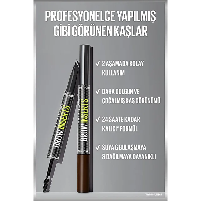 Maybelline Brow Insert - Çift Uçlu Kaş Kalemi No: 04.5 Ash Brown - 3