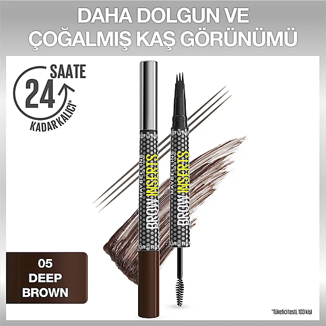 Maybelline Brow Insert - Çift Uçlu Kaş Kalemi No: 05 Deep Brown - 7