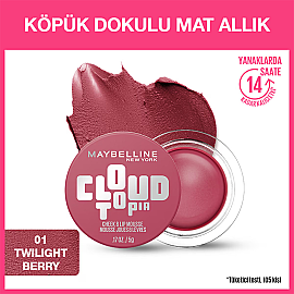 Maybelline Cloudtopia Cheek Lip Mousse - Köpük Dokulu Mat Allık No: 01 Twilight Berry - 5