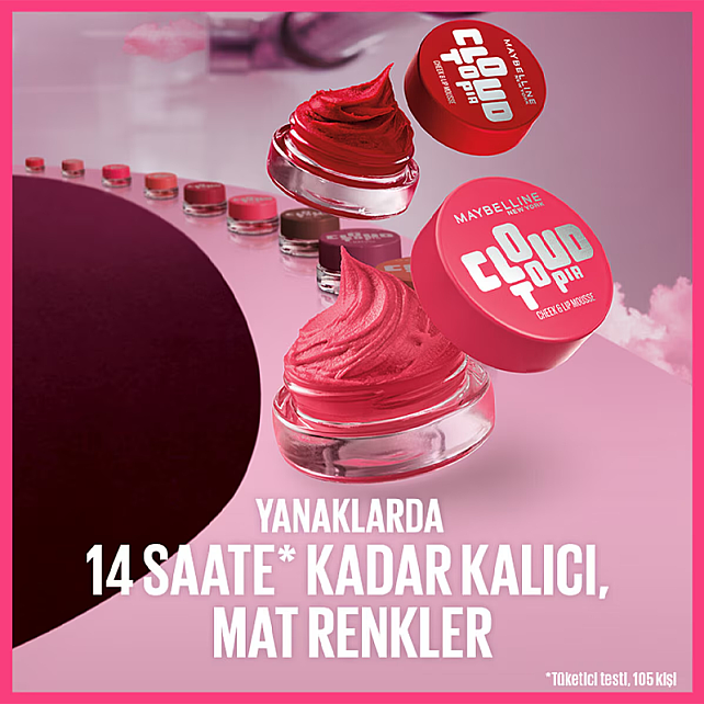 Maybelline Cloudtopia Cheek Lip Mousse - Köpük Dokulu Mat Allık No: 01 Twilight Berry - 8