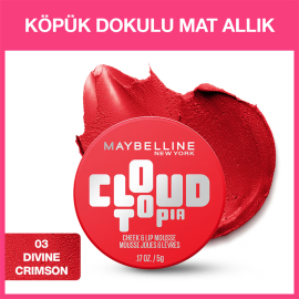 Maybelline Cloudtopia Cheek Lip Mousse - Köpük Dokulu Mat Allık No: 03 Divine Crimson - 2